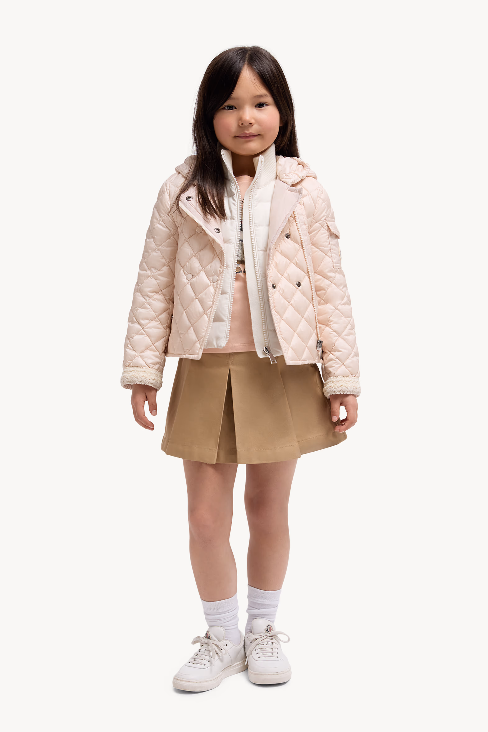 Pleated Cotton Gabardine Skirt Girl Beige Moncler 2